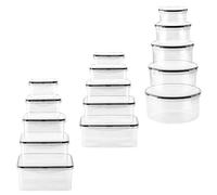 Contenitori Ermetici per Alimenti Set 2-5 pz, Antiperdita, Plastica Trasparente con Coperchi, Impilabili, Forme Miste Rotondi/Quadrati/Rettangolari(Rectangle 5pcs 300-2800ml)