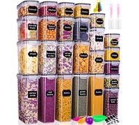 Contenitori Ermetici per Alimenti set 25 Pezzi, Contenitori Plastica Cucina con Coperchio,Spazzole，Etichette e cucchiai，Barattoli Ermetici per Cereali,Muesli,Pasta，Senza BPA（2.8L 2L 1.4L 0.8L）