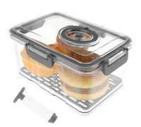 Contenitori ermetici per il pane con registrazione del tempo, contenitore per pane con pompa, organizer in plastica per frigorifero, per pane, toast, ciambelle, biscotti, frutta