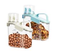 Contenitori ermetico per Cereali con beccuccio Cucina Contenitore ermetico per alimenti con misurino, contenitori ermetici per alimenti secchi, farina,fagioli, zucchero (Bianco + Blu, 1500ML *2)