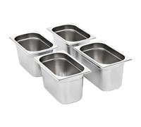 vidaXL 4x Contenitori Gastronorm Impilabili Universali Rettangolari Atossico Teglie Cucina GN 1/4 150mm in Acciaio Inox Argento