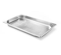 HENDI Contenitore Gastronorm, GN 1/1, solo con fondo perforato, contenitore GN, impilabile, bordi arrotondati, resistente alla temperatura da -40° a 300°C, 5L, altezza: 40mm, acciaio inox