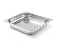 HENDI Contenitore Gastronorm, GN 2/3, solo con fondo perforato, contenitore GN, impilabile, bordi arrotondati, resistente alla temperatura da -40° a 300°C, 5,5L, altezza: 65mm, acciaio inox