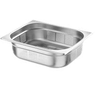 HENDI Contenitore Gastronorm, GN 1/2, con lati e fondo perforati, contenitore GN, impilabile, bordi arrotondati, resistente alla temperatura da -40° a 300°C, 6,5L, altezza: 100mm, acciaio inox