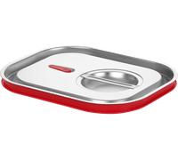 HENDI Coperchio per Contenitore GN 1/2, in Acciaio Inossidabile, con Bordo in Silicone e Valvola di Vuoto, Chiusura Ermetica, Resistente da -40° a 121°C, 265x325mm