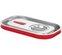 HENDI Coperchio per contenitori GN 1/4 in acciaio inox di HENDI, con bordo in silicone e valvola di rilascio del vuoto, chiusura ermetica, resistenza termica da -40° a 300°C, 265x162 mm