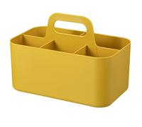 Contenitori impilabili portatili con divisorio rimovibile, organizer multiuso per casa e ufficio, 25 x 15,5 x 11 cm, cestino da scrivania in plastica con manico, bianco/blu/rosa/giallo (giallo)