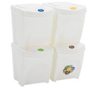 Contenitori Impilabili Rifiuti 4 pz Bianco 100 L Polipropilene