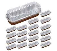 Contenitori in alluminio per cupcake, mini teglie da 200 ml con coperchi, pirottini rettangolari da dessert, in alluminio, resistenti al calore, per cheesecake, crème brûlée, per forno, servire feste