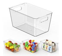 Contenitori in plastica trasparente, confezione da 4 organizer per dispensa e contenitori, organizer per armadietti, indispensabili per l'organizzazione della casa, per cucina, ufficio, armadio e