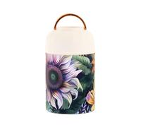 Contenitori isolati sottovuoto con fiori e girasoli da sogno, in acciaio inox, senza cuciture, per mantenere il cibo caldo, con cucchiaio per il pranzo e caffè, 500 ml