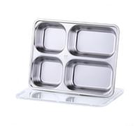 Contenitori multiuso in acciaio inox con coperchio, con 3, 4, 5 scomparti per mantenere gli snack freschi e separati nelle scatole per il pranzo (4 scomparti)