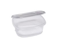 Contenitori ovali in PET - con coperchio incernierato - 22,5 x 19,2 x 7,7 cm - E