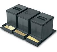 Contenitori Pattumiera da Cassetto per Raccolta Differenziata Inoxa 97DA/803 a 3 Secchi da 17 Lt con Coperchio per base mobile da cm. 80