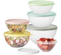 Contenitori per alimenti con coperchi, set di 6 ciotole con coperchio, a prova di perdite, facili da tirare, ermetici, per preparare i pasti, in viaggio, in plastica, senza BPA, adatti al microonde