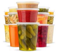 Contenitori per alimenti con coperchio, confezione da 15, 3 misure da 20, 40 e 907 ml, contenitori in plastica per gastronomia con coperchi, adatti per zuppe e preparati a microonde, freezer e