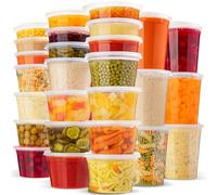 Contenitori per alimenti con coperchio, confezione da 48, 3 misure, 20, 40 e 907 ml, contenitori in plastica per gastronomia, contenitori per zuppe con coperchio ermetico, adatti a microonde