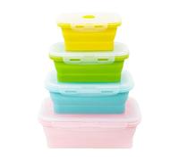 Contenitori per Alimenti in Silicone | Set di 4 Contenitori per Pranzo in Silicone,Impilabili Pieghevoli Ermetici per Cucina Frutta Yogurt Avanzi