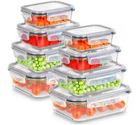 Contenitori per alimenti in vetro con coperchio e guarnizione, 8 pezzi.