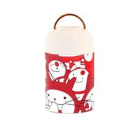 Contenitori per alimenti isolati sotto vuoto dell'acciaio inossidabile di colore rosso e bianco di Candy con il cucchiaio per l'avena di notte del bambino 17oz