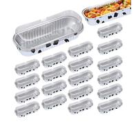 Contenitori per cupcake in alluminio - 20 pirottini da 200 ml, mini per torte in foglio di alluminio, design in ramekin antiaderente resistente al calore con coperchi | Teglie da dessert per ev