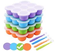 Contenitori per Freezer Neonati Svezzamento, 9 Scomparti × 75ml Contenitori Cibo Silicone on Coperchio Rimovibile e Cucchiaio, Contenitori Pappa Neonati Senza BPA, per Frutta,Gelato,Latte,Snack(Verde)