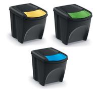 Set contenitori riciclaggio Keden 3x25L nero Sortibox IKWB25S3-S411