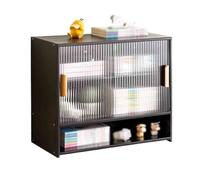 contenitori per libri Libreria da scrivania a più livelli, con porta scorrevole in plastica e divisori regolabili, for scaffale for espositori for camera da letto, ufficio domestico (nero) scaffali pe