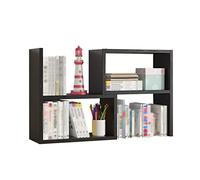contenitori per libri Libreria da scrivania espandibile in legno Ripiani regolabili Organizzatore di archiviazione for rack Stile gratuito Display a doppia P for forniture for ufficio, trucco (nero)