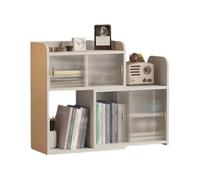 contenitori per libri Libreria da tavolo Bianca con Density Board, scaffale espandibile a 2 livelli, con organizer for cartelle in plastica, for la cucina domestica dell'ufficio scaffali per libri