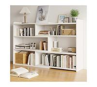 contenitori per libri Libreria, Scaffale in Legno a 3 Ripiani Scaffale Portaoggetti Regolabile in Larghezza for Home Office, Soggiorno, Cucina, Camera da Letto (Bianco)(L60-120xD17xH80cm)
