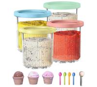 Contenitori per Ninja Creami Gelatiera Deluxe 4 pezzi,con coperchi e cucchiai,contenitore per gelato,Compatibile con Macchine del Gelato Ninja NC501 e NC500,Senza BPA