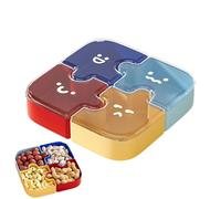 Contenitori per snack, puzzle staccabili a 4 griglie, per dessert, frutta, caramelle, cioccolato, biscotti, casa, cucina, ufficio, scuola, picnic, campeggio, feste
