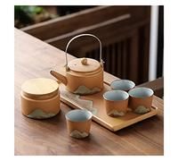Contenitori per snack, Set da tè, set tazze caffè, teiera, in ceramica cinese fatta a mano con vassoio, contenitore for la conservazione del e barattolo