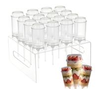 Contenitori per torta Push Pop - Tubi da dessert trasparenti con supporto e coperchio | Porta Push-up riutilizzabili | Contenitori di servizio di dolci portatili per torte, cupcakes, budino |
