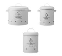 Contenitori per verdure vintage - Materiale in stagno robusto, facile da pulire, design retrò, impilabile | Conservazione di cipolle e patate, organizzazione della cucina, uso del bar di casa, baratto