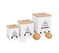 Contenitori Porta Cipolle Patate Scatole Aglio Barattoli Metallo Cucina Set 3
