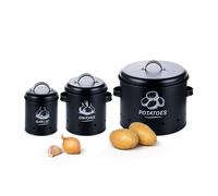 Contenitori Porta Patate Cipolle Aglio Scatole Metallo Cucina Barattoli Set 3
