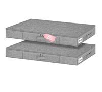 Contenitori portaoggetti a basso profilo, alti 10,2 cm, con pareti laterali e fondo rigidi, organizer per vestiti poco profondi con coperchio, per divano, divano, dormitorio, confezione da 2, 33,5 x
