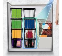 Contenitori portaoggetti impilabili in metallo con maniglie laterali, design a telaio aperto per la circolazione dell'aria, soluzione di archiviazione a 4 livelli per una comoda organizzazione degli