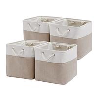 Contenitori portaoggetti per organizzare (confezione da 4), cestini portaoggetti extra large in tessuto per mensole con corde, cubi pieghevoli per casa, ufficio, armadio, vestiti, giocattoli (bianco e