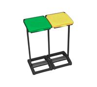 Contenitori Portasacco Doppio per Raccolta Differenziata - Resina Riciclata, 80-110L, Verde/Giallo - Resistente, Impermeabile - Ideale per Organizzare i Rifiuti - per Esterni e Interni.