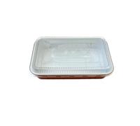 Contenitori Premium in alluminio laccati terracotta con coperchio in pet trasparente (497cc)