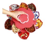 Contenitori Snack Riutilizzabili - Girevole Antipolvere Doppio Strato,Vassoio per Snack e da Portata per Party - per Casa, Ufficio, Campeggio, Picnic, Festa, Caramelle, Cioccolato, Biscotti, Dessert