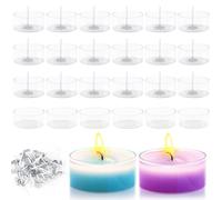 Contenitori Trasparenti Per Candele 50Pcs Vasetti Per Candele 38x18 mm Con Stoppini Contenitore Per Candele Portacandele Forma Di rotonda Per Tealight Per Matrimoni Feste e Decorazioni Da Tavolo