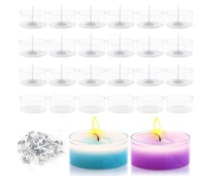Contenitori Trasparenti Per Candele 50Pcs Vasetti Per Candele 38x18 mm Con Stoppini Contenitore Per Candele Portacandele Forma Di rotonda Per Tealight Per Matrimoni Feste e Decorazioni Da Tavolo