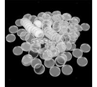 Contenitori trasparenti rotondi in plastica per monete, diametro 35 mm, con apertura a mezzaluna per un facile accesso, protezione da polvere e umidità, design riutilizzabile, confezione da 100
