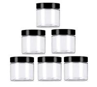 Contenitori vuoti in plastica PET da 250 g con coperchio nero, riutilizzabili, ideali per creme e cosmetici (confezione da 6)