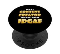 Content Creator IDGAF Meme Video Content Creation Cosplay PopSockets PopGrip Adesivo