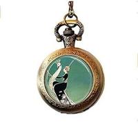 CONTIA Collana con orologio da tasca Art Deco, collana da tasca da donna su pavone bianco, collana con orologio da tasca verde smeraldo, regalo quotidiano, bronzo, Art Deco